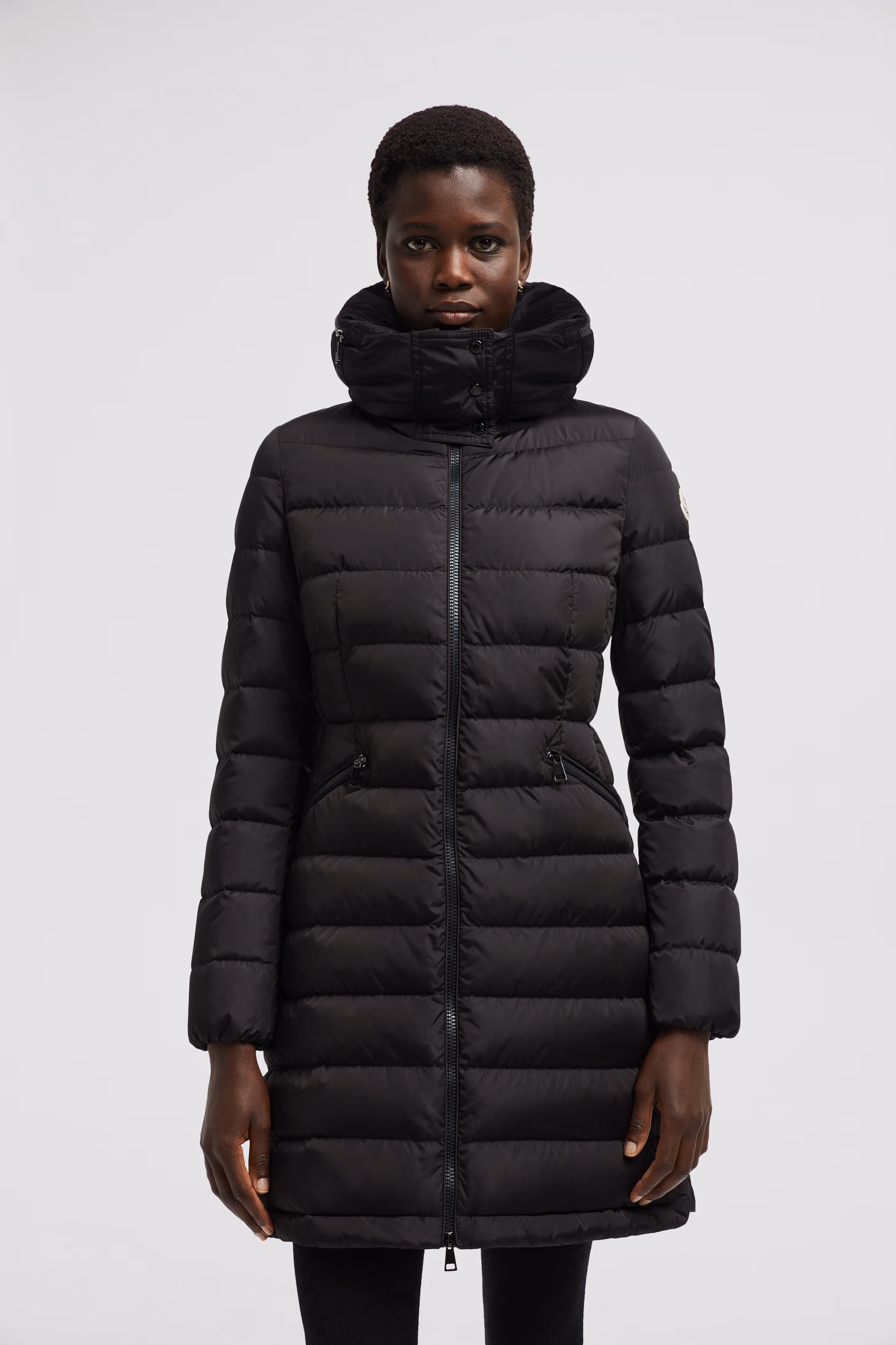Flammette Long Down Jacket Women Black Moncler 3